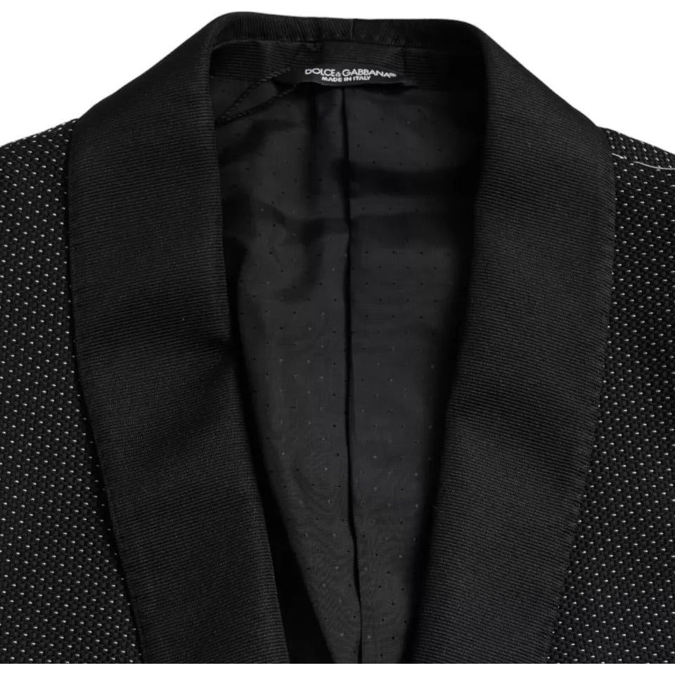Dolce & Gabbana Black Jacquard MARTINI Single Breasted Coat Blazer black-jacquard-martini-single-breasted-coat-blazer