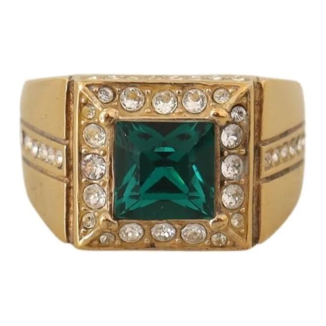 Gold Plated 925 Silver Green Crystal Ring