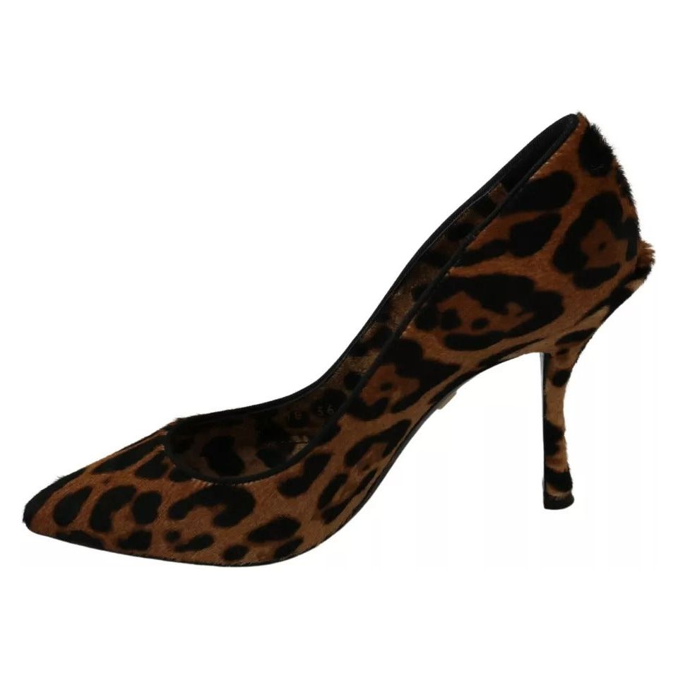 Dolce & Gabbana Brown Leopard Pony Hair Heels Pumps Shoes brown-leopard-pony-hair-heels-pumps-shoes