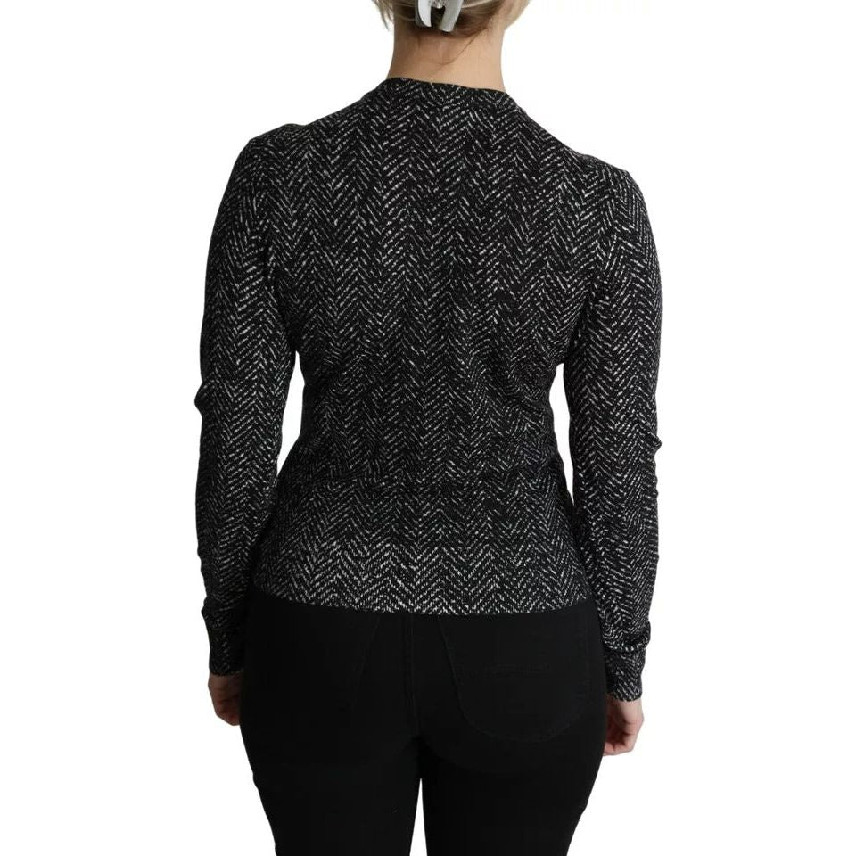 Dolce & Gabbana Black Virgin Wool Pre-Owned Cardigan Sweater black-virgin-wool-pre-owned-cardigan-sweater