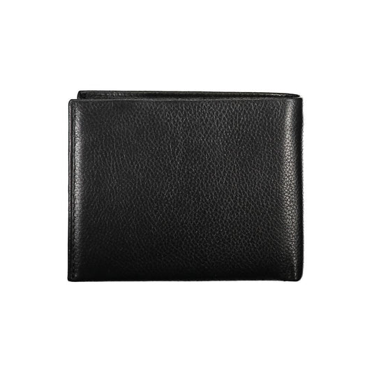 Elegant Black Leather Two-Compartment Wallet