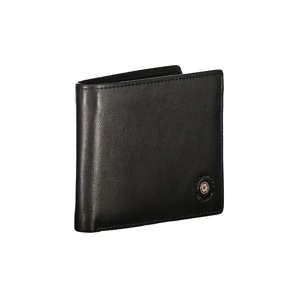 Aeronautica Militare Sleek Black Leather Dual Compartment Wallet sleek-black-leather-dual-compartment-wallet