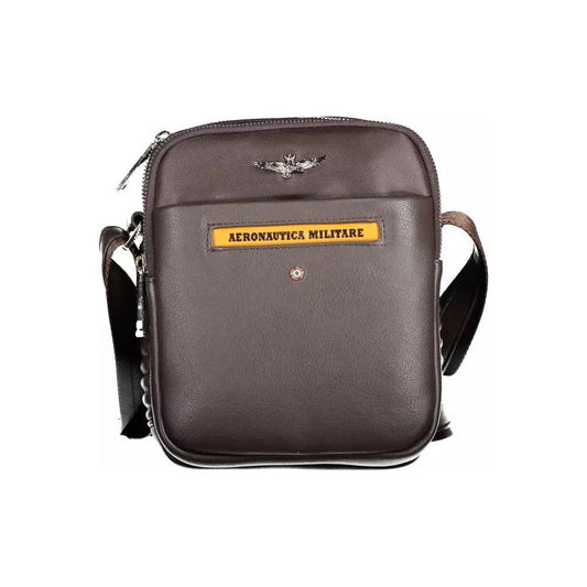 Aeronautica Militare | Elegant Brown Shoulder Bag with Contrasting Details| McRichard Designer Brands   