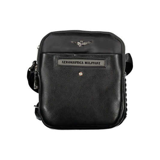Aeronautica Militare Sleek Black Dual-Compartment Shoulder Bag sleek-black-dual-compartment-shoulder-bag