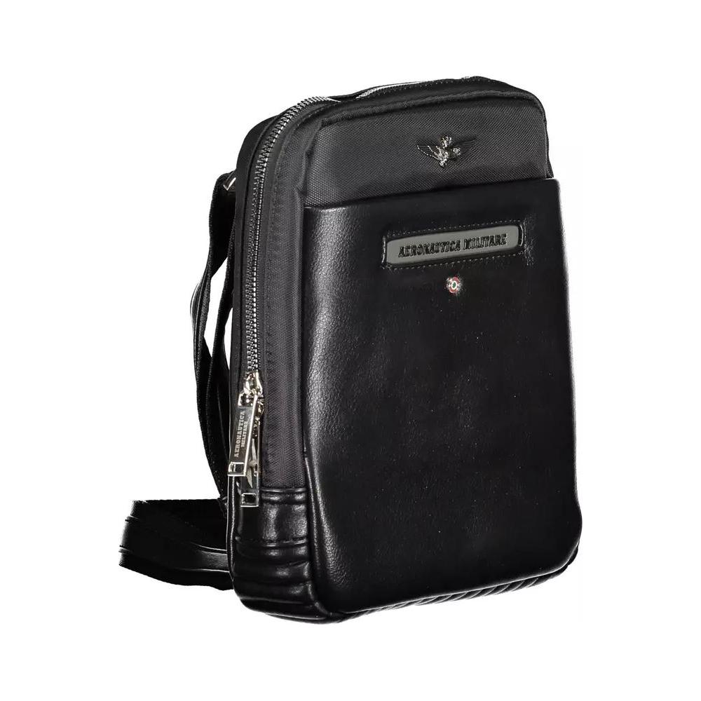 Aeronautica Militare Sleek Black Shoulder Bag for the Modern Man sleek-black-shoulder-bag-for-the-modern-man