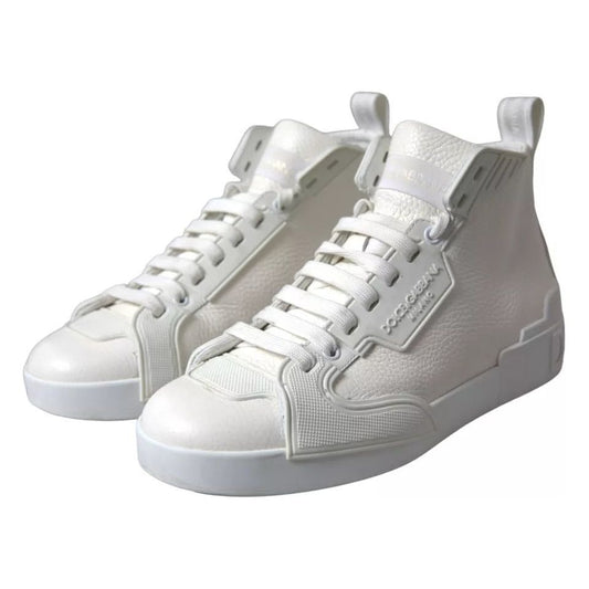 White Leather High Top Men Sneakers Shoes