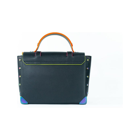 Michael Kors | Manhattan Medium Black Leather Top Handle Satchel Bag Purse| McRichard Designer Brands   