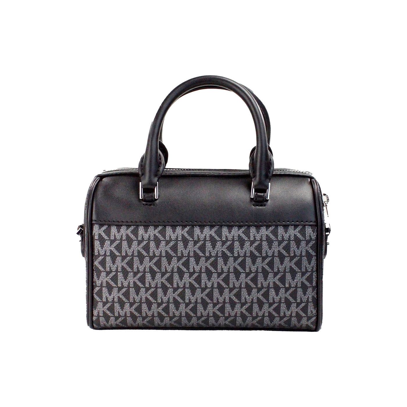 Michael Kors | Travel XS Black Silver Signature PVC Duffle Crossbody Bag Purse| McRichard Designer Brands   
