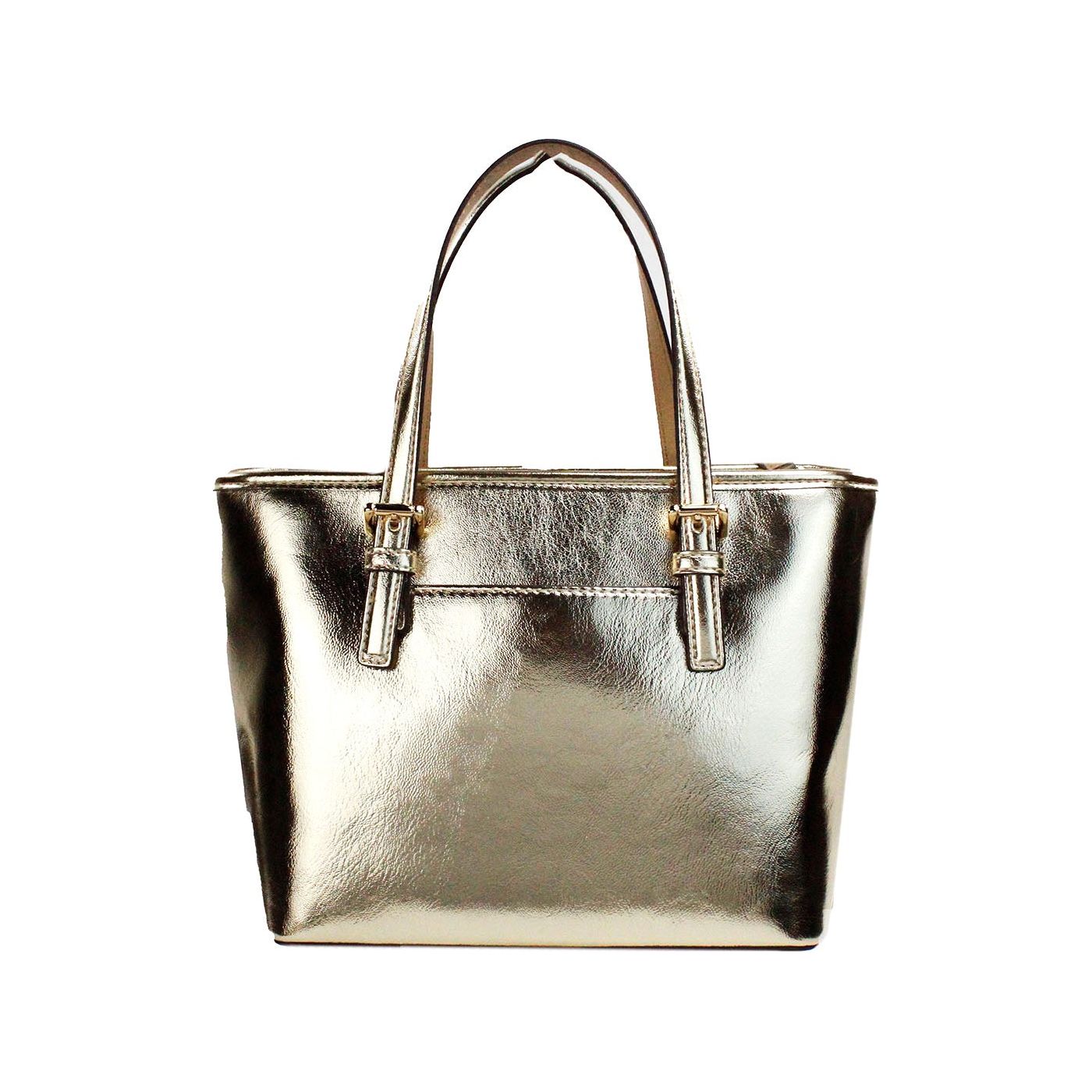 Michael Kors | Jet Set Pale Gold Metallic XS Carryall Top Zip Tote Bag Purse| McRichard Designer Brands   