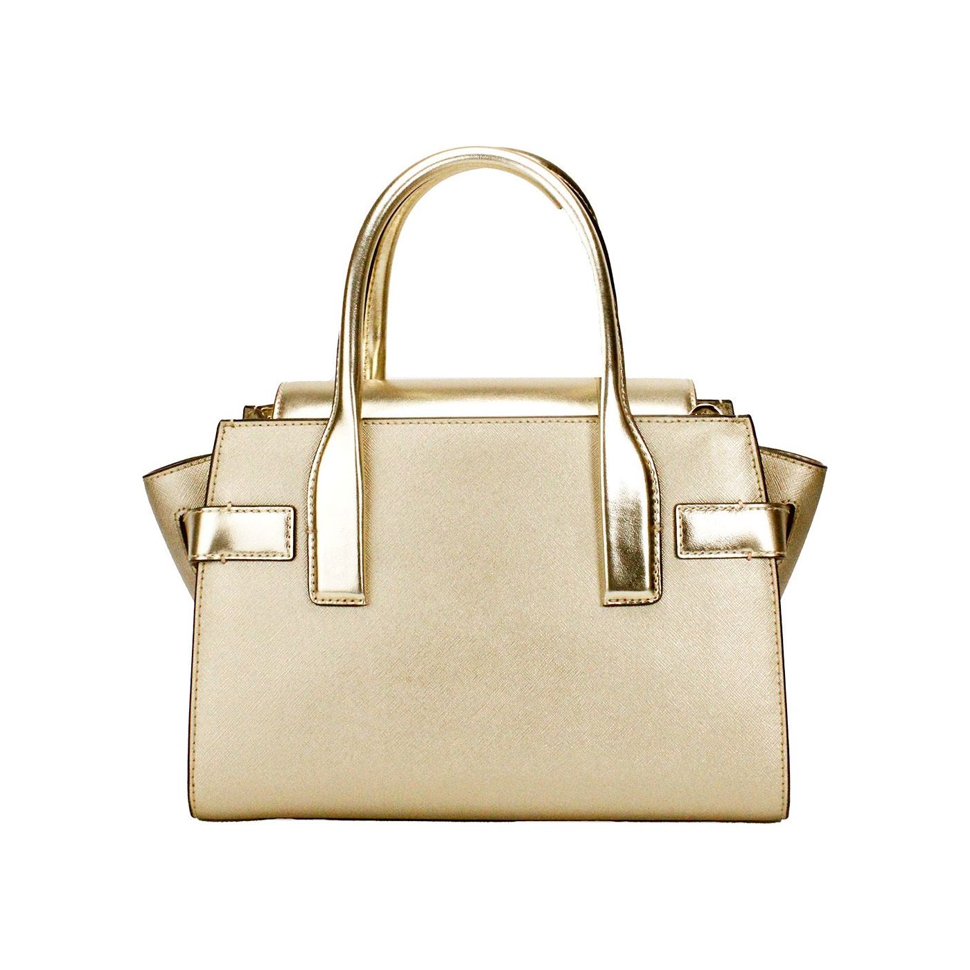 Carmen Medium Pale Gold Saffiano Leather Satchel Purse Bag