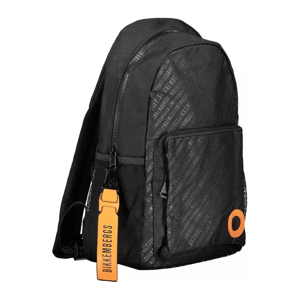 Bikkembergs Elegant Black Nylon Backpack With Logo Detail elegant-black-nylon-backpack-with-logo-detail