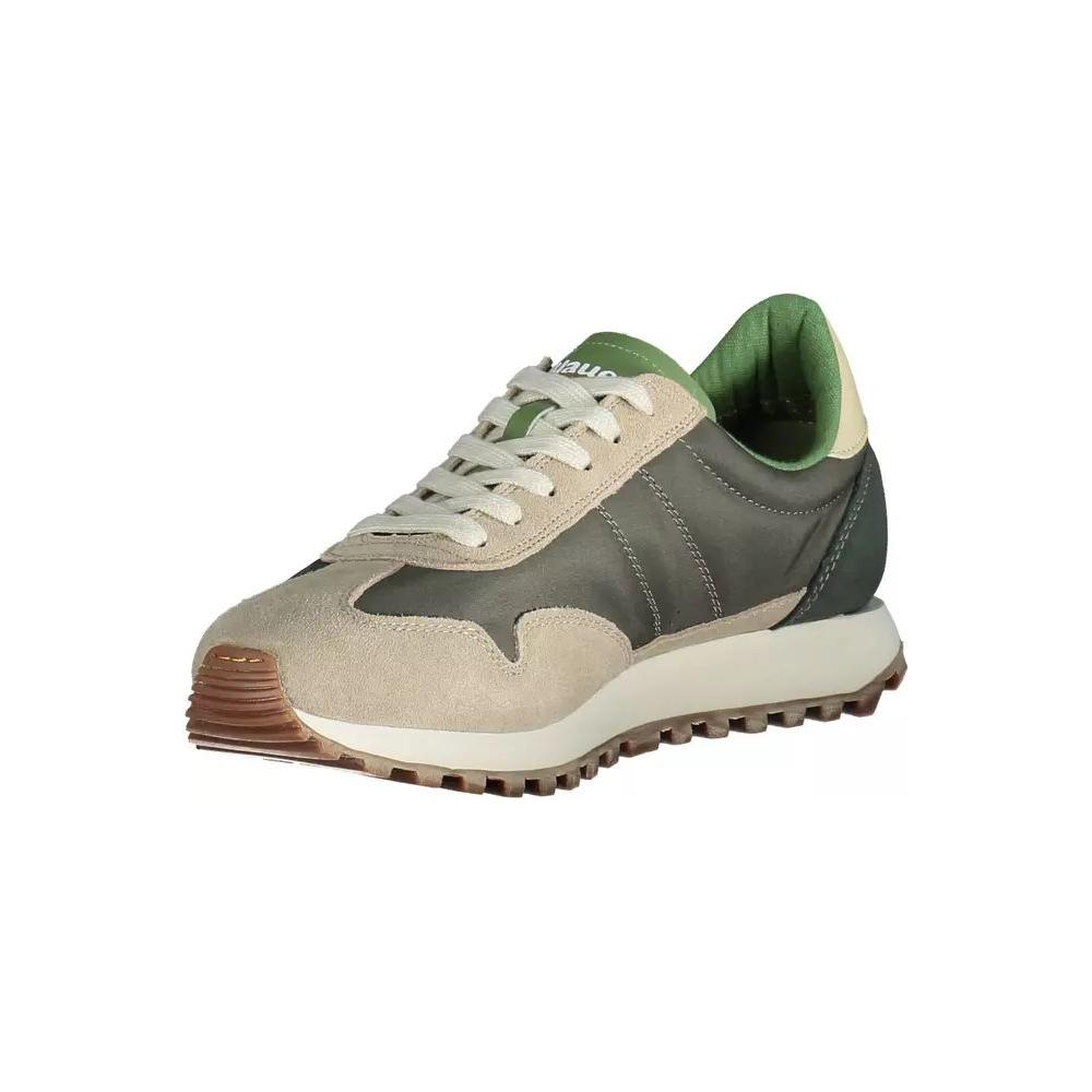 Blauer | Beige Lace-Up Sneakers with Logo Accent| McRichard Designer Brands   
