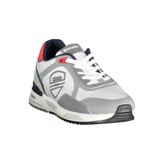 Blauer | Elevated White Sports Sneakers with Contrasting Accents| McRichard Designer Brands   