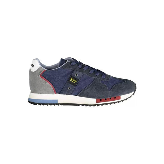 Blauer | Chic Blue Sports Sneakers with Contrasting Accents| McRichard Designer Brands   