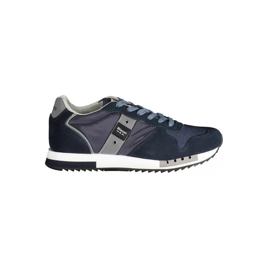 Sleek Blue Sports Sneakers with Contrasting Details