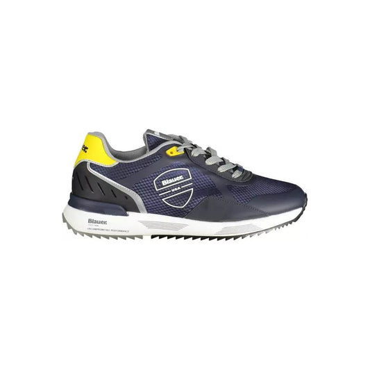 Blauer | Sleek Blue Sports Sneakers with Contrasting Accents| McRichard Designer Brands   