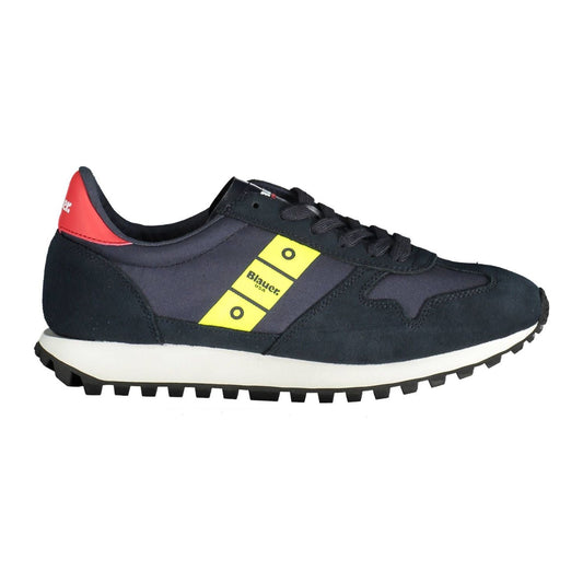 Blauer | Sleek Blue Sports Sneakers with Contrasting Accents| McRichard Designer Brands   