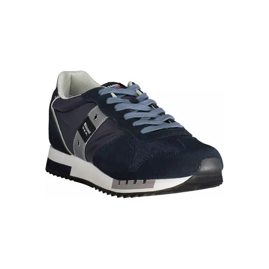 Blauer | Sleek Blue Sports Sneakers with Contrasting Details| McRichard Designer Brands   