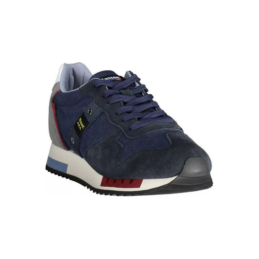 Blauer | Chic Blue Sports Sneakers with Contrasting Accents| McRichard Designer Brands   