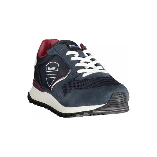 Blauer | Sleek Blue Sports Sneakers with Logo Detail| McRichard Designer Brands   