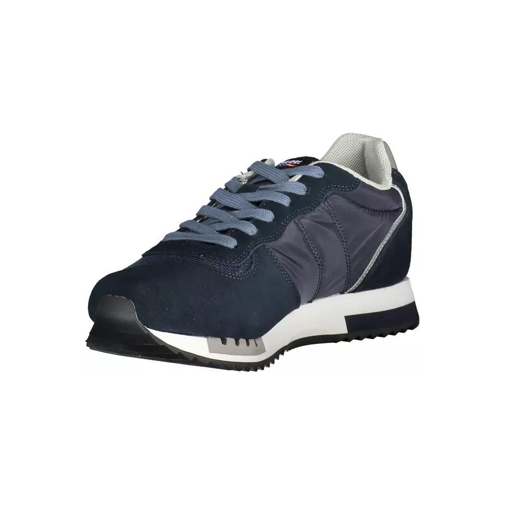 Blauer | Sleek Blue Sports Sneakers with Contrasting Details| McRichard Designer Brands   