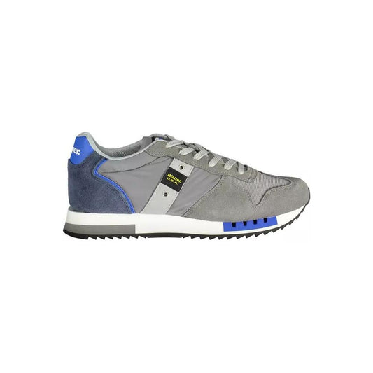 Blauer | Elegant Gray Sports Sneakers with Contrasting Accents| McRichard Designer Brands   