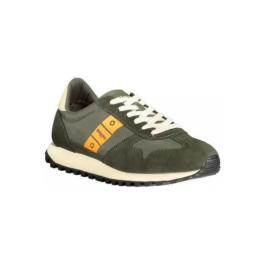 Sporty Green Lace-Up Sneakers with Contrast Detailing