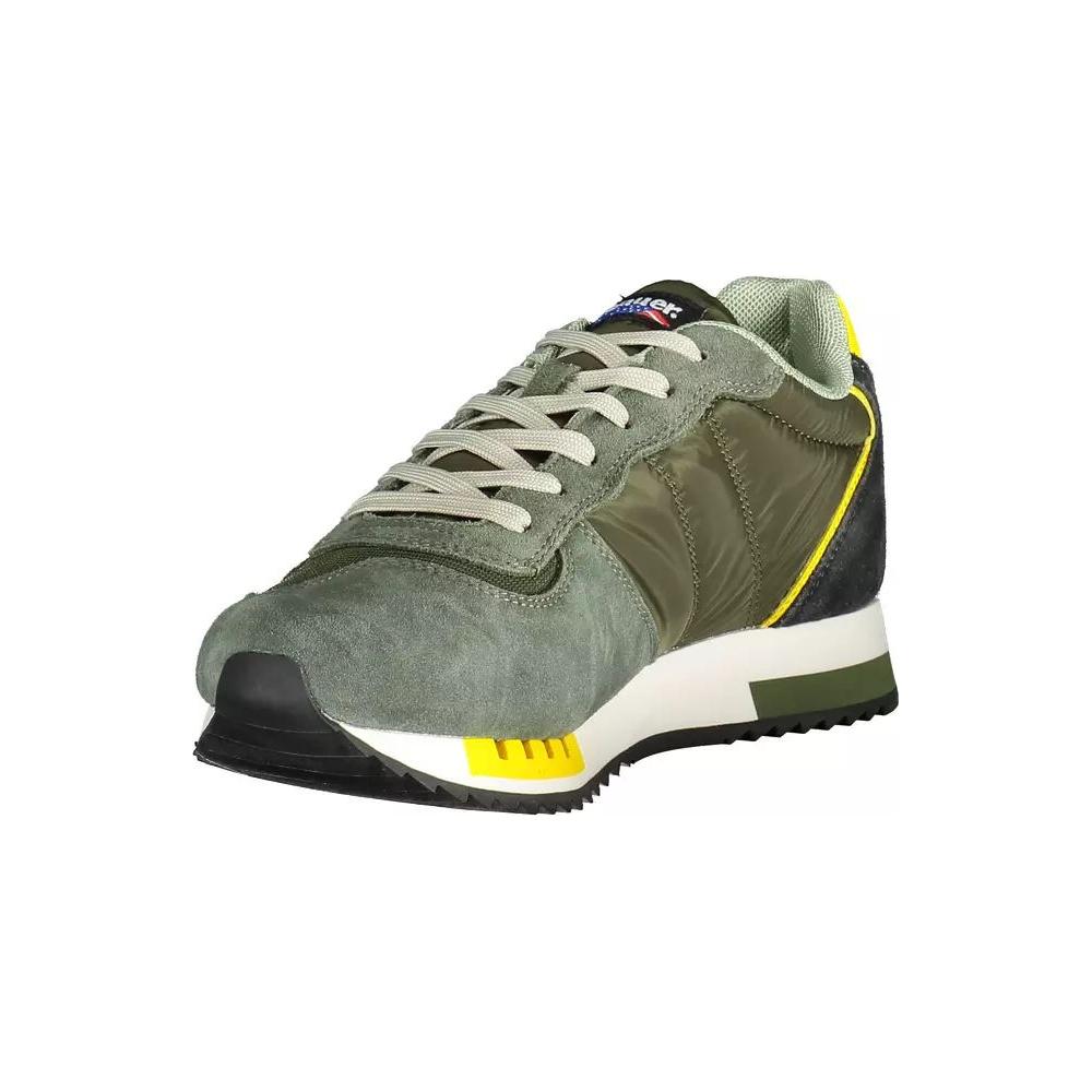 Blauer | Green Lace-Up Sports Sneaker with Logo| McRichard Designer Brands   