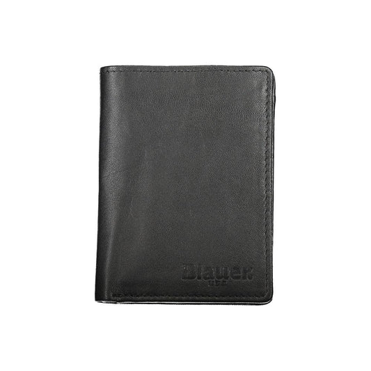 Blauer | Elegant Black Leather Dual Compartment Wallet| McRichard Designer Brands   