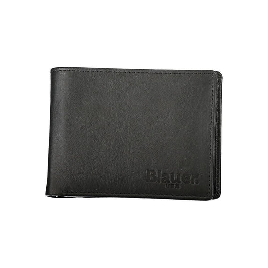 Blauer | Sleek Black Leather Dual Compartment Wallet| McRichard Designer Brands   