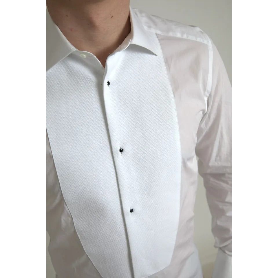 White Formal Cotton Tuxedo Dress GOLD Shirt