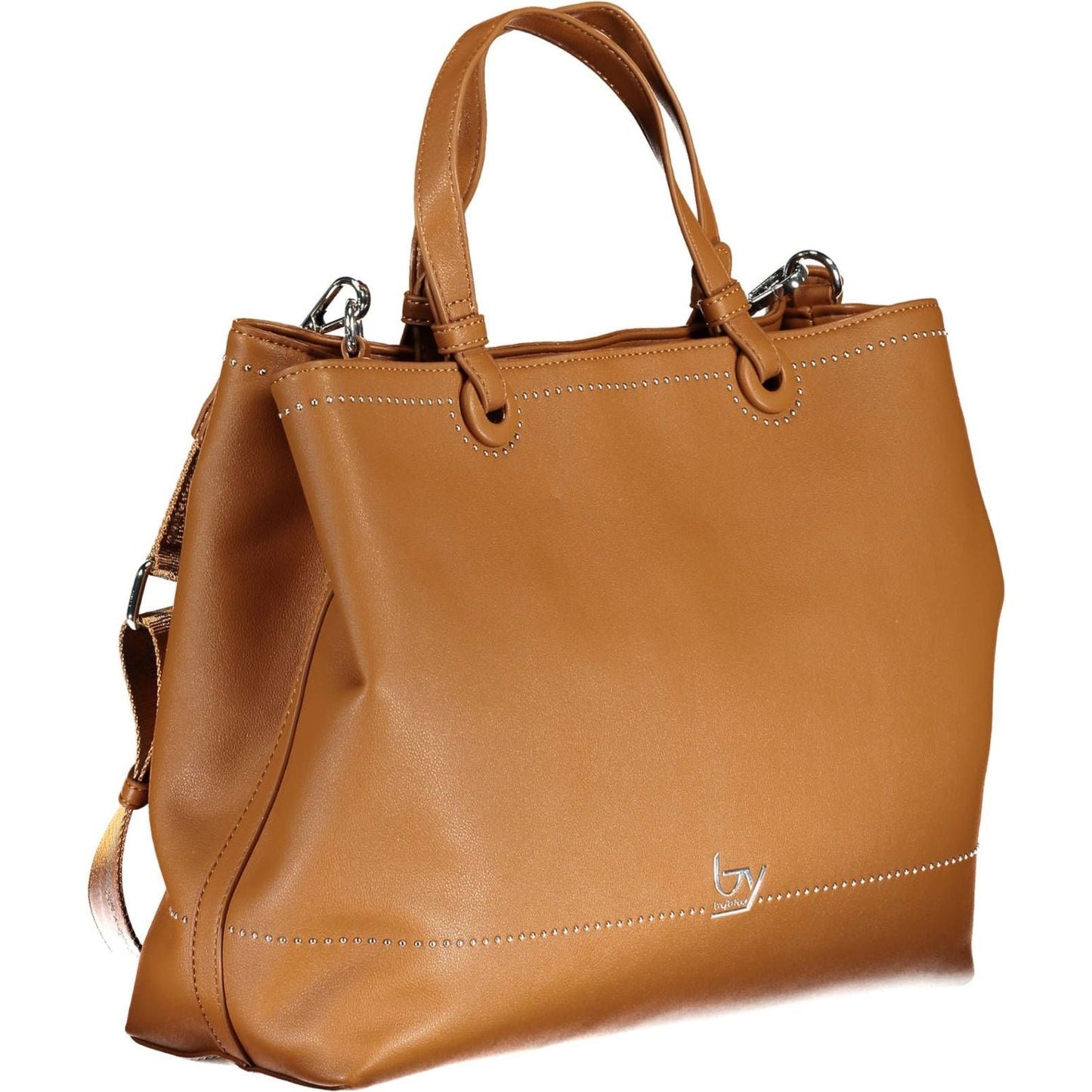 Elegant Two-Tone Brown Handbag with Logo Detail