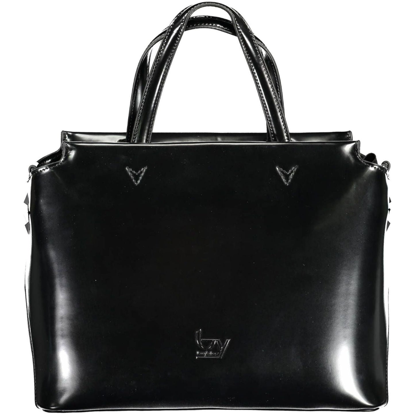 BYBLOS Elegant Black Two-Handle Bag with Contrasting Details elegant-black-two-handle-bag-with-contrasting-details