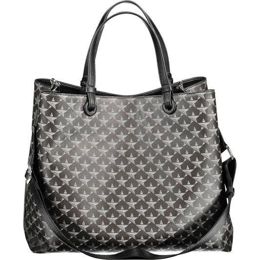 Chic Black Two-Handle Bag with Contrasting Details