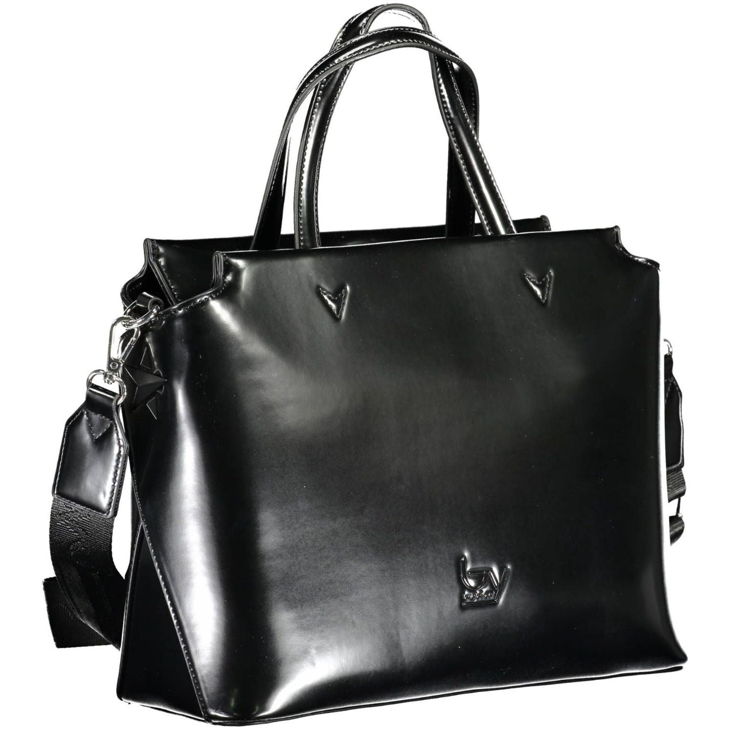 BYBLOS Elegant Black Two-Handle Bag with Contrasting Details elegant-black-two-handle-bag-with-contrasting-details