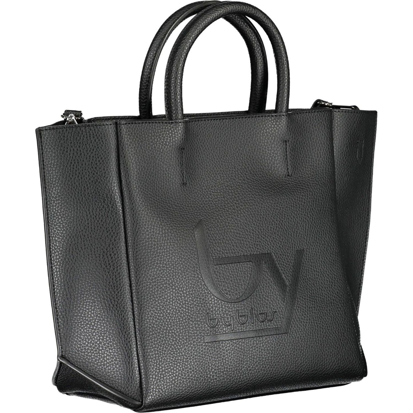 BYBLOS Elegant Black Handbag with Chic Print elegant-black-handbag-with-chic-print