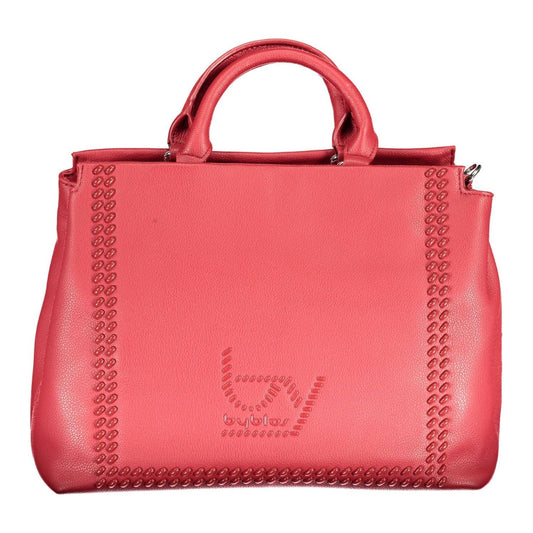 BYBLOS Elegant Red Two-Compartment Handbag with Logo Detail elegant-red-two-compartment-handbag-with-logo-detail