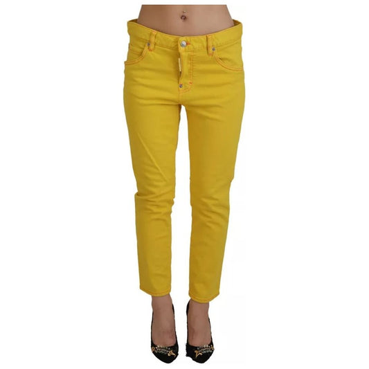 Dsquared² Yellow Cotton Low Waist Crop Denim Cool Girl Jeans yellow-cotton-low-waist-crop-denim-cool-girl-jeans