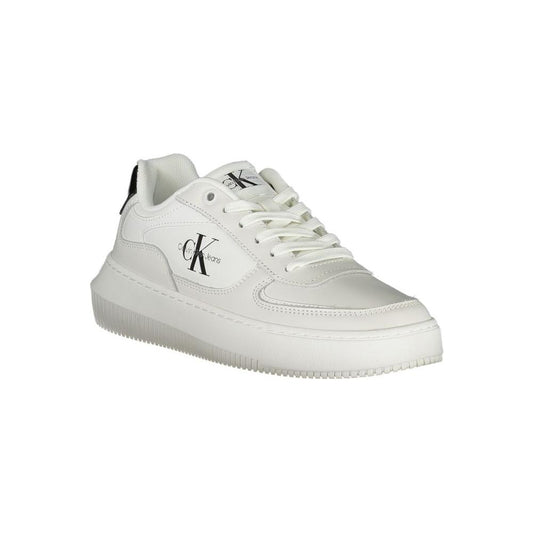 Calvin Klein | Sleek White Lace-Up Sneakers with Contrast Details| McRichard Designer Brands   