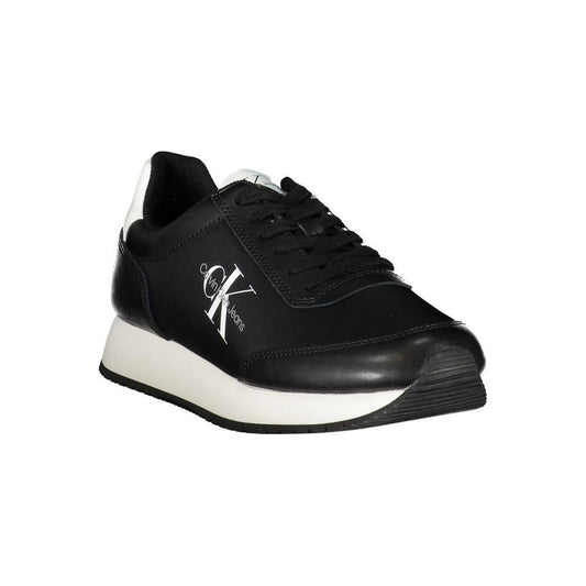 Calvin Klein | Sleek Black Lace-Up Sneakers with Contrast Details| McRichard Designer Brands   