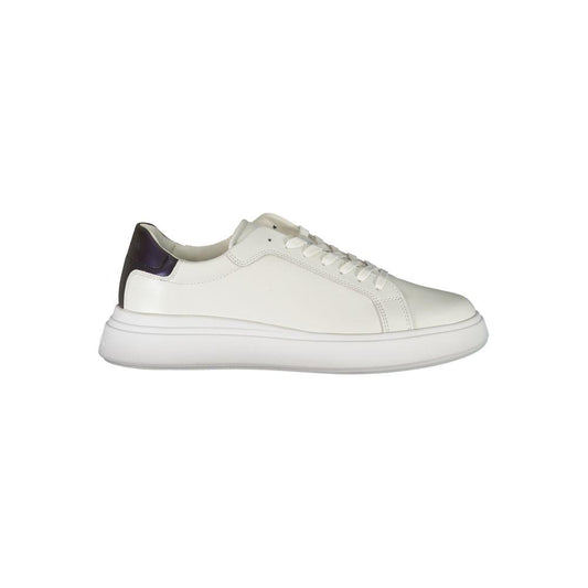 Calvin Klein | Sleek White Contrast Lace-Up Sneakers| McRichard Designer Brands   