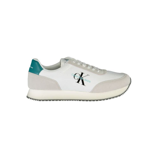 Calvin Klein | Elegant White Lace-Up Sneakers with Contrasting Detail| McRichard Designer Brands   