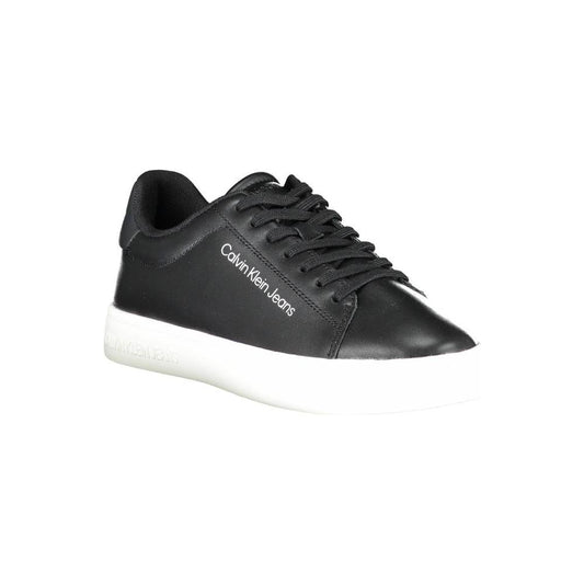 Calvin Klein | Sleek Black Lace-up Sneakers with Contrast Details| McRichard Designer Brands   