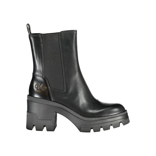 Calvin Klein | Elegant Heeled Boot with Chic Print Detail| McRichard Designer Brands   