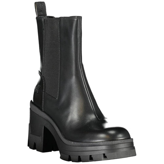 Calvin Klein | Elegant Heeled Boot with Chic Print Detail| McRichard Designer Brands   