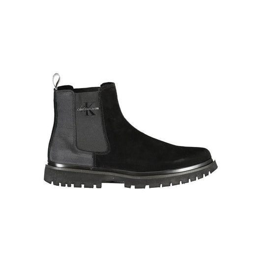 Calvin Klein | Chic Monochrome Ankle Boots with Logo Detail| McRichard Designer Brands   