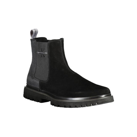 Calvin Klein | Chic Monochrome Ankle Boots with Logo Detail| McRichard Designer Brands   