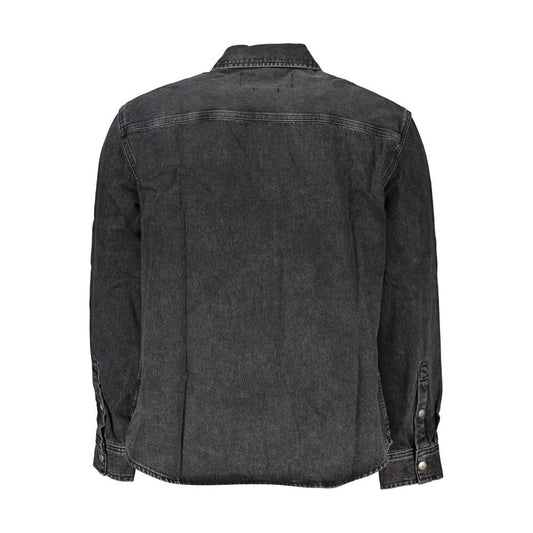 Calvin Klein | Elegant Black Denim Shirt with Sophisticated Details| McRichard Designer Brands   