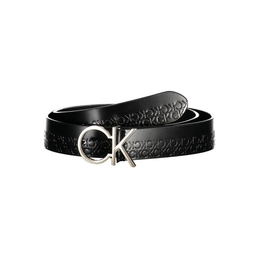 Calvin Klein | Elegant Black Leather Belt with Metal Buckle| McRichard Designer Brands   