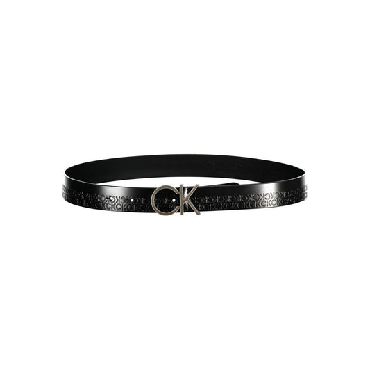 Calvin Klein | Elegant Black Leather Belt with Metal Buckle| McRichard Designer Brands   
